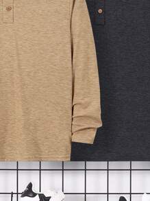 SHEIN 3pcs Loose Fit Casual Knitted Long Sleeve T-Shirt, Round Neck, For Tween Boys, School, Campus, College