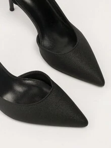 超高細高跟尖頭側空女性高跟鞋,女士泵鞋 - 黑色 - 查看 4