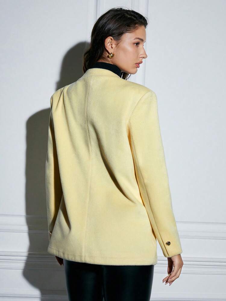 Ladies' Collarless Single Button Blazer Jacket Fall Cloth For Women