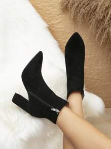 女性時尚多用途派對尖短靴 - 黑色 - 查看 2