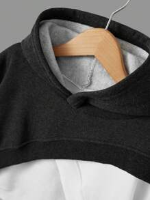 RueChic Teen Girls Two Tone Wrap Hem Hoodie - Multicolor - View 3