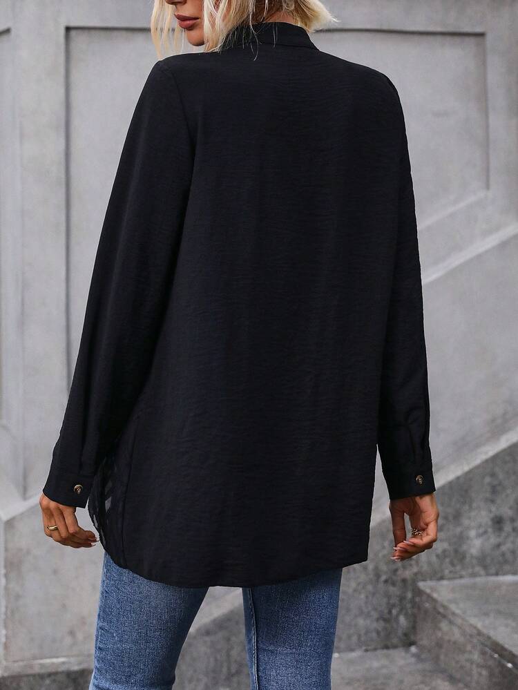 Solid Button Front Shirt