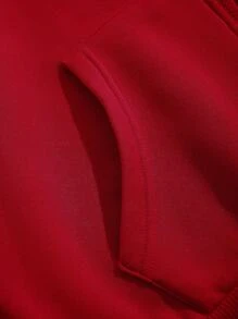 INAWLY In mạng nhện Dây kéo Dây rút Lót nhiệt Hoodie - Đỏ - Xem 8