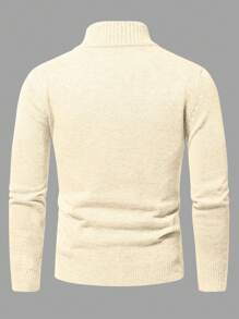 Manfinity Mode Men Solid Zipper Front Sweater Without Shirt - Gold - View 2