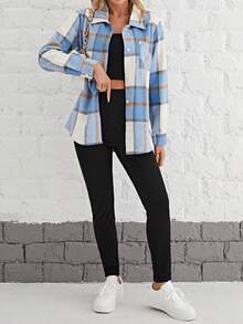 SHEIN Unity 女士時尚格紋外套、背心和緊身褲三件套裝,適用於日常穿著 - 彩色 - 查看 7