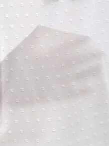 SHEIN Privé Chấm Swiss Lá sen tỉa tay áo lá sen Áo sơ mi - trắng - Xem 7