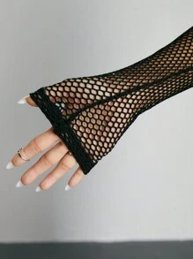 ROMWE PUNK Đồ họa Chữ cái Lưới trong suốt 2 trong 1 hàng đầu - Nhiều màu - Xem 7