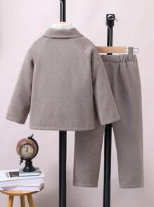 SHEIN Conjunto De Chaqueta De Traje Con Solapa Para Jovencito Y Pantalones Casuales