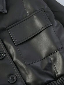 Chica preadolescente Cazadora PU - Negro - Ver 4