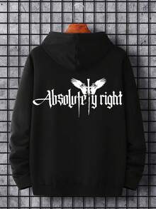 Manfinity EMRG Nam Plus Đồ họa Chữ cái Túi kangaroo Dây rút Hoodie - màu đen - Xem 4