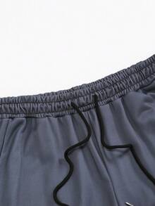 Manfinity Homme Men Ombre Zip Up Hooded Jacket & Sweatpants - Black and White - View 5