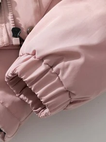 男款泰迪内衬连帽棉服大衣 - 粉色 - 查看 6