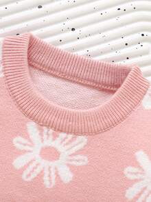Baby Girl Floral Pattern Sweater - Pink - View 4