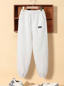 Tween Boy 2pcs Letter Patched Textured Hoodie & 1pc Sweatpants - Multicolor - View 7