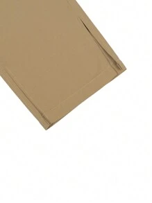 Manfinity Homme 男士宽松工装裤，带翻盖口袋，侧抽绳腰部，纯色长款度假直筒抽绳裤，适合丈夫、男朋友的礼物，适合秋季 - 卡其色 - 查看 5