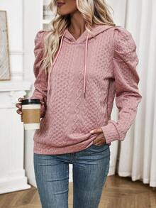 EMERY ROSE Puff Sleeve Drawstring Hoodie