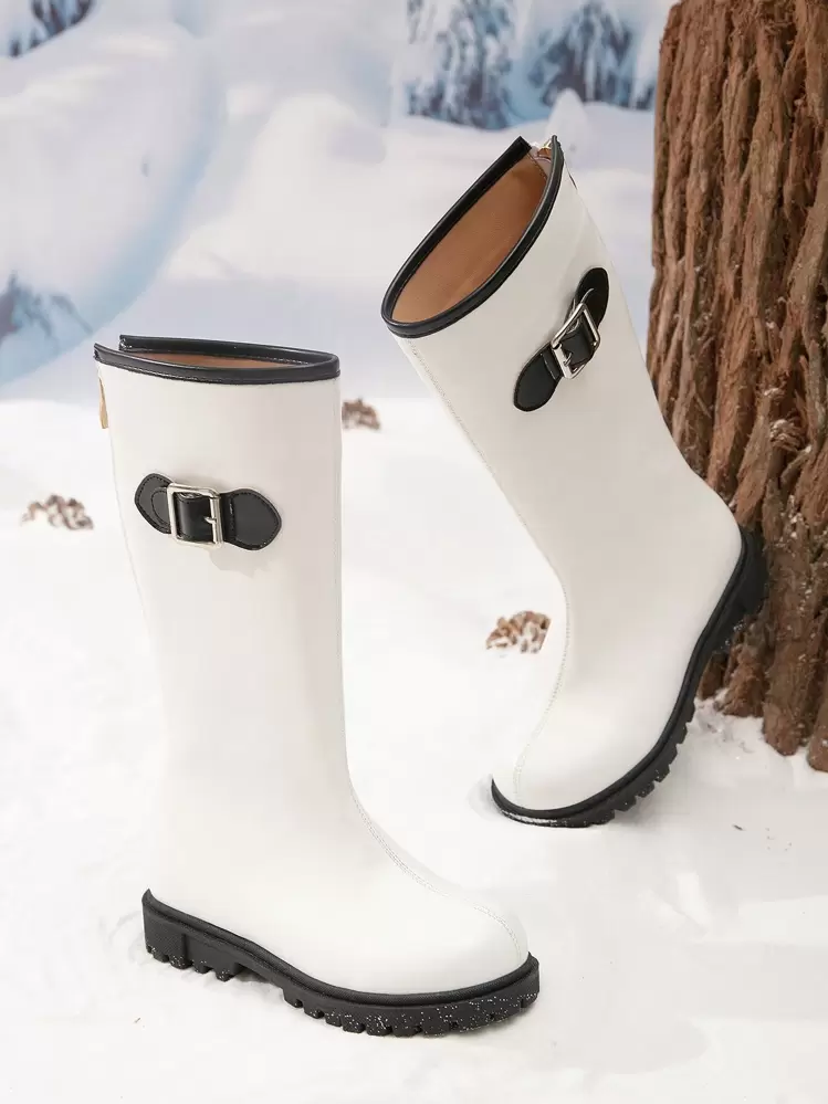 New Arrival Girls Casual Mid calf Boots With Rear Zipper Closure For Winter SHEIN