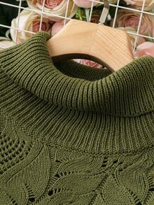 Celure Hơn Áo cao cổ Tay Raglan Dệt kim chấm bi Áo len - màu xanh lá - Xem 5