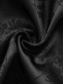 SHEIN ICON 大碼素色拼接細節西裝褲 - 黑色 - 查看 4