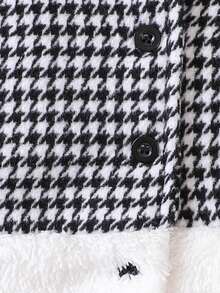 嬰兒女孩千鳥格外套和可愛郵差包適用於秋冬 - 黑與白 - 查看 5