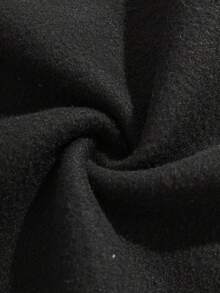 SHEIN EZwear Vợt Tennis & Đồ họa Chữ cái Túi kangaroo Dây rút Áo hoodie ấm áp - màu đen - Xem 7