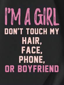 SHEIN EZwear Slogan Graphic Drop Shoulder Sweatshirt - Black - View 4