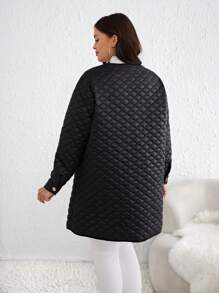 SHEIN Clasi Hơn Chi tiết về Flap Áo khoác Quilted - màu đen - Xem 2