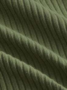 SHEIN MOD Women's Striped Halter Crop Top - Army Green - View 4