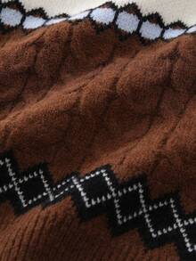 Toddler Boys' Round Neck Sweater - Coffee Brown - View 7