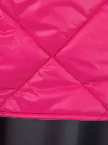 SHEIN Adolescent Fille À Col Sherpa Manteau Matelassé & Jupe - Rose vif - Voir 7