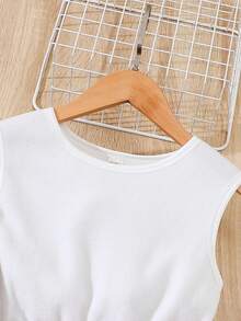 SHEIN Tween Girl Peter Pan Collar Flounce Sleeve Jacket & Dress - Pink - View 3