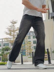 Manfinity Hypemode 男裝牛仔褲 - 黑色 - 查看 5