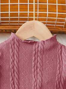 Em bé Cô gái Dây thừng Bện Bảng Ống tay áo Đầm - Màu Hồng Tươi - Xem 5