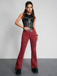 ROMWE PUNK Top tank con estampado de dibujo - Negro - Ver 2