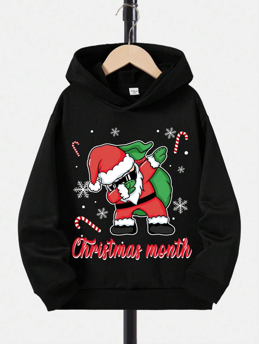 Teen Boy Christmas Print Sweatshirt - Black - View 1