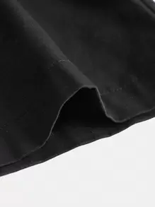 SHEIN Teen Girl Figure & Letter Graphic Wide Leg Pants - Black - View 3