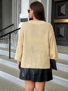 Celure Plus Drop Shoulder Sweater Knit Pullover Fall Winter Outfit