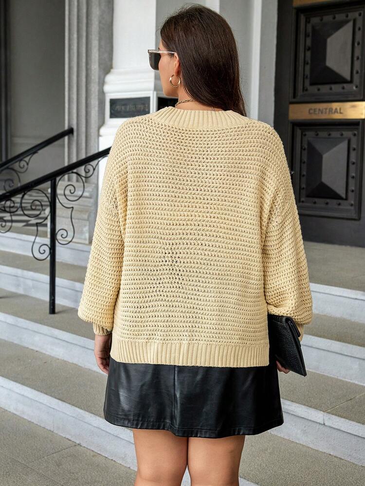 Plus Drop Shoulder Sweater Knit Pullover Fall Winter Sweater