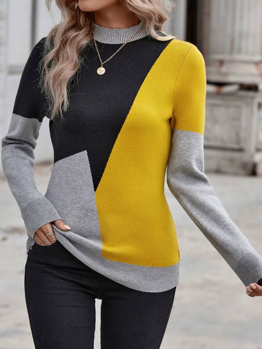 EMERY ROSE Khối màu Cổ giả Áo len - Nhiều màu - Xem 1