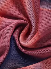 SHEIN ICON Plus Tie Dye Ruched Front Mock Neck Tee - Dusty Pink - View 4