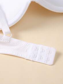 SHEIN Women's Casual Plain White Padded Push Up Bra With Medium Stretch Fabric - White - View 8