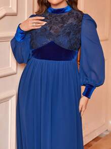 SHEIN Belle Vestido De Dama De Honor Elegante De Talla Grande, Lujoso Con Parche De Cuentas - Azul Marino - Ver 7