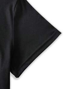 SHEIN LUNE Đồ họa Khẩu hiệu Áo thun - màu đen - Xem 4