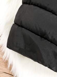 SHEIN Young Girl 1pc Ruffle Trim Zipper Vest Padded Coat - Black - View 6