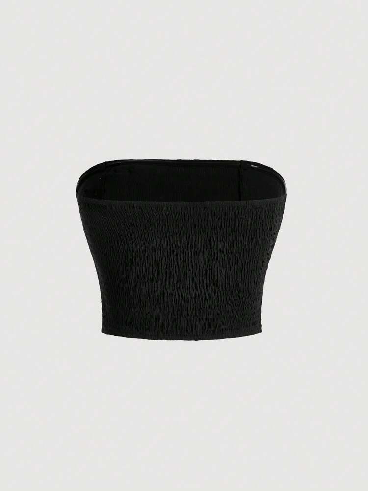 Stereo Flower Detail Crop Tube Top