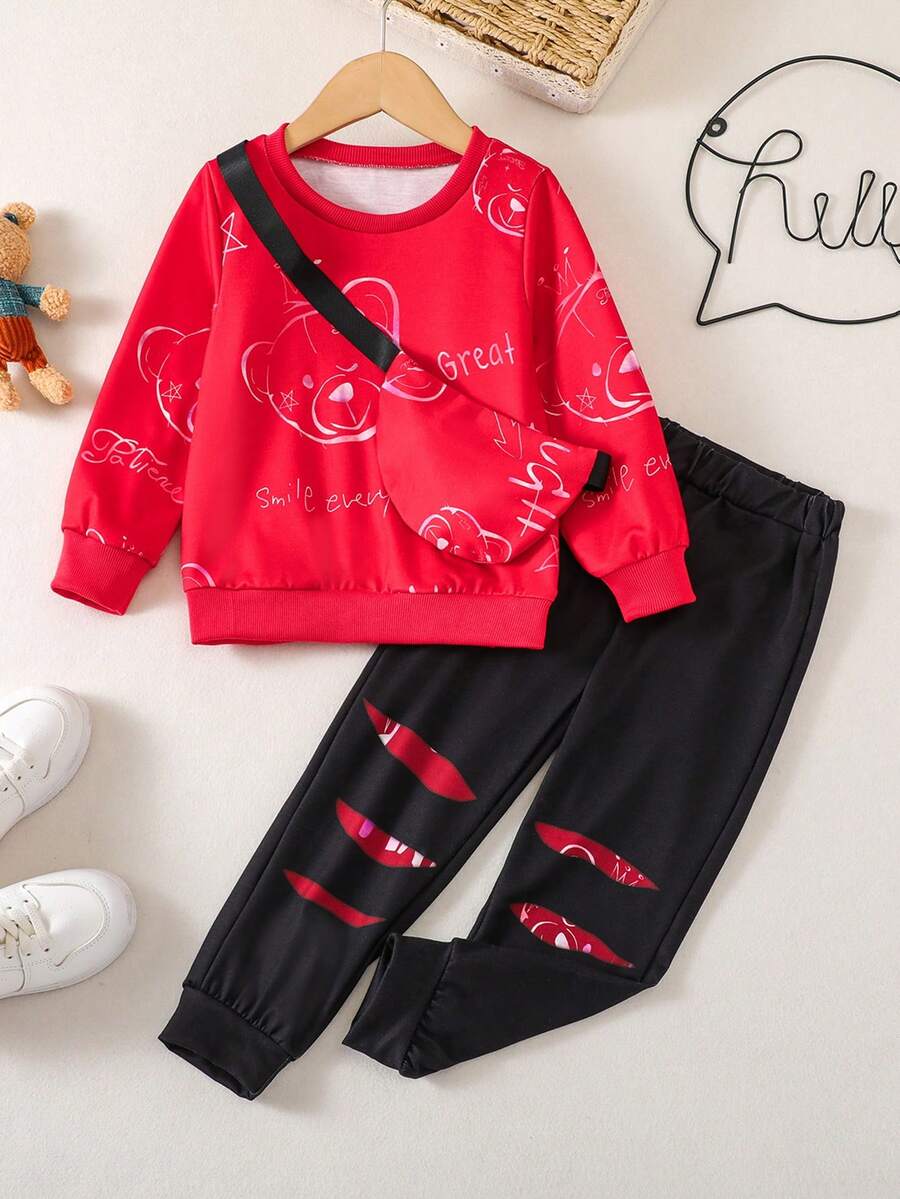 SHEIN Chàng trai trẻ Đồ họa Hoạt hình Áo len & Quần nỉ & Cái túi - Nhiều màu - Xem 1