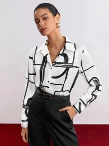 BizChic Camisa De Estampado Geométrico - Albaricoque - Ver 4