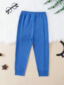 SHEIN Young Boy Solid Elastic Waist Sweater Pants