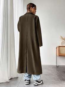 SHEIN Unity Đỉnh ve áo Ngực đơn Áo khoác - Cà phê nâu - Xem 2