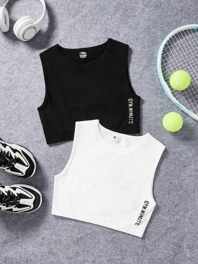 Powerista 2 piezas Camiseta deportiva sin costuras de gran elasticidad y ajustada para mujer